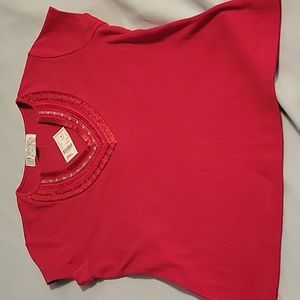Casual red fushia embellished tee from Casual corner